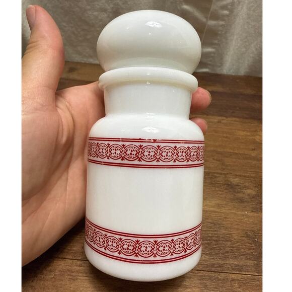 Vintage Apothecary Spice Jar Canister Container Lidded Milk Glass Belgium MCM - Picture 2 of 11
